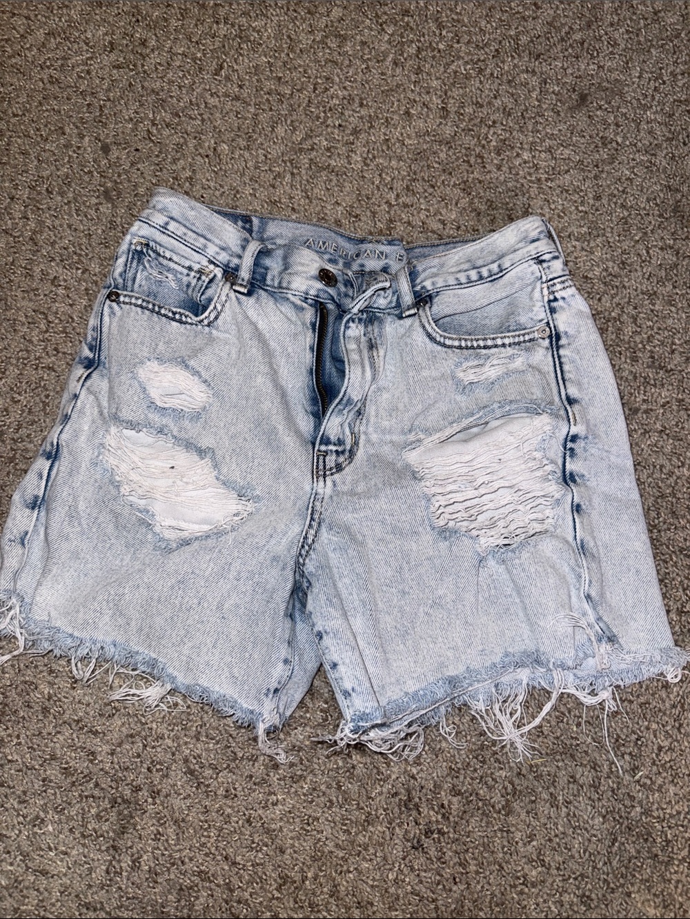 American Eagle Outfitters Light Blue Distressed Denim Shorts